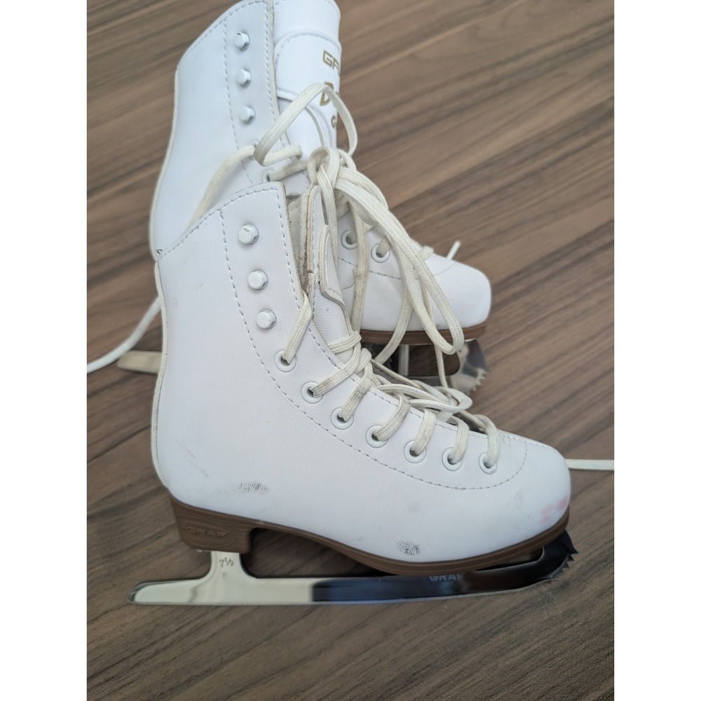 GRAF Davos Gold White Figure Ice Skates Size EU 28 Stainless Blades Youth 10/11